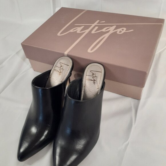 Latigo Black High Heel Mules - 7 1/2 - Picture 1 of 6